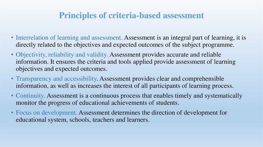 Principles of criteria-based assessment