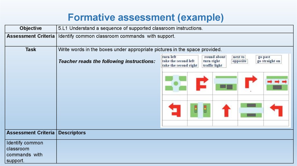 Formative assessment (example)
