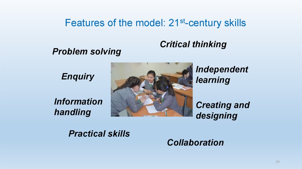 Features of the model: 21st-century skills