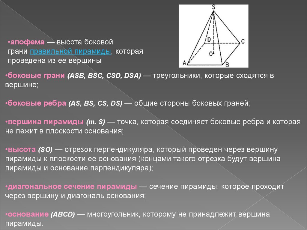 Определение вершины пирамиды