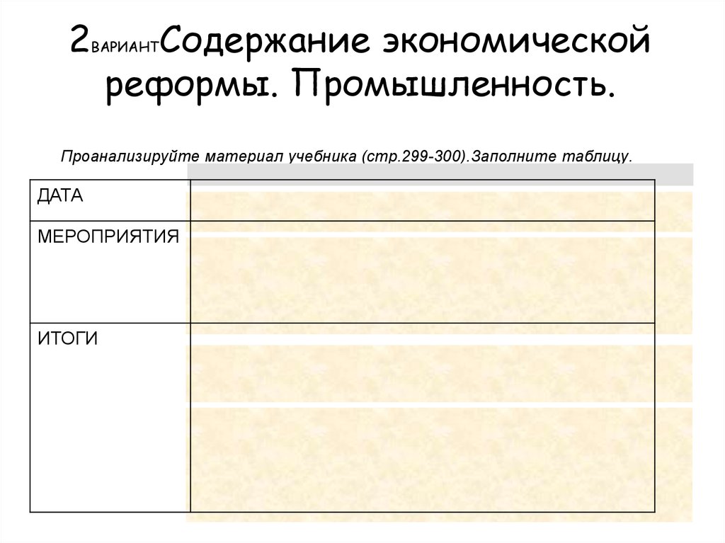 Структурная реформа промышленности основанная на результатах