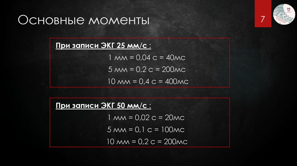 Экг 25. Основные моменты.