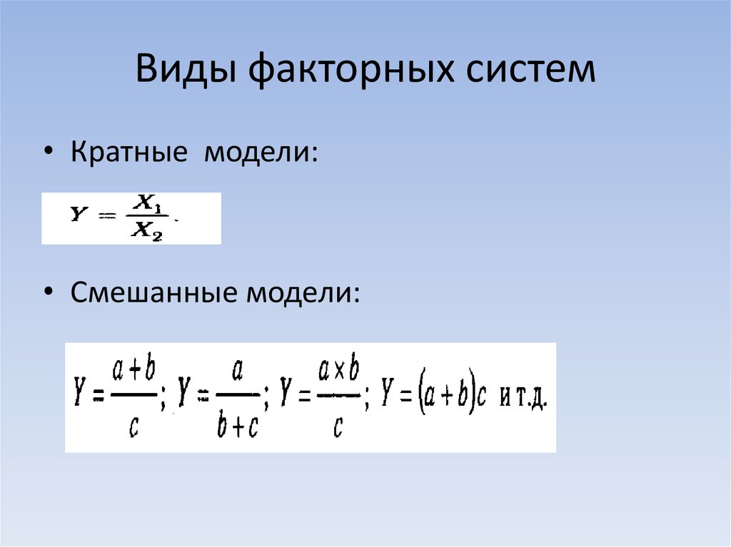 Моделирование факторных систем. Детерминированное моделирование и преобразование факторных систем. Способы преобразования факторных моделей. Типы факторных моделей.