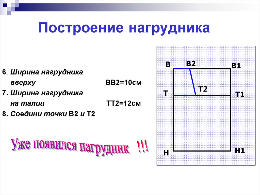 Построение чертежа выкройки фартука с нагрудником