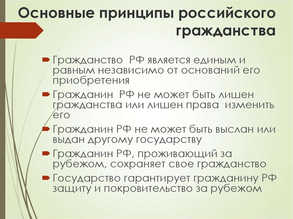 Гражданство российской федерации понятие и принципы презентация