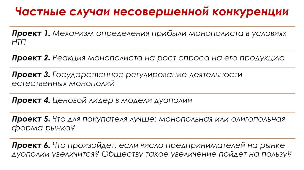 Частные случаи несовершенной конкуренции
