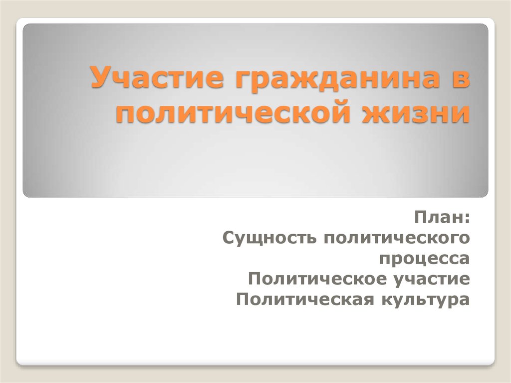 Политическая культура и политическое участие презентация