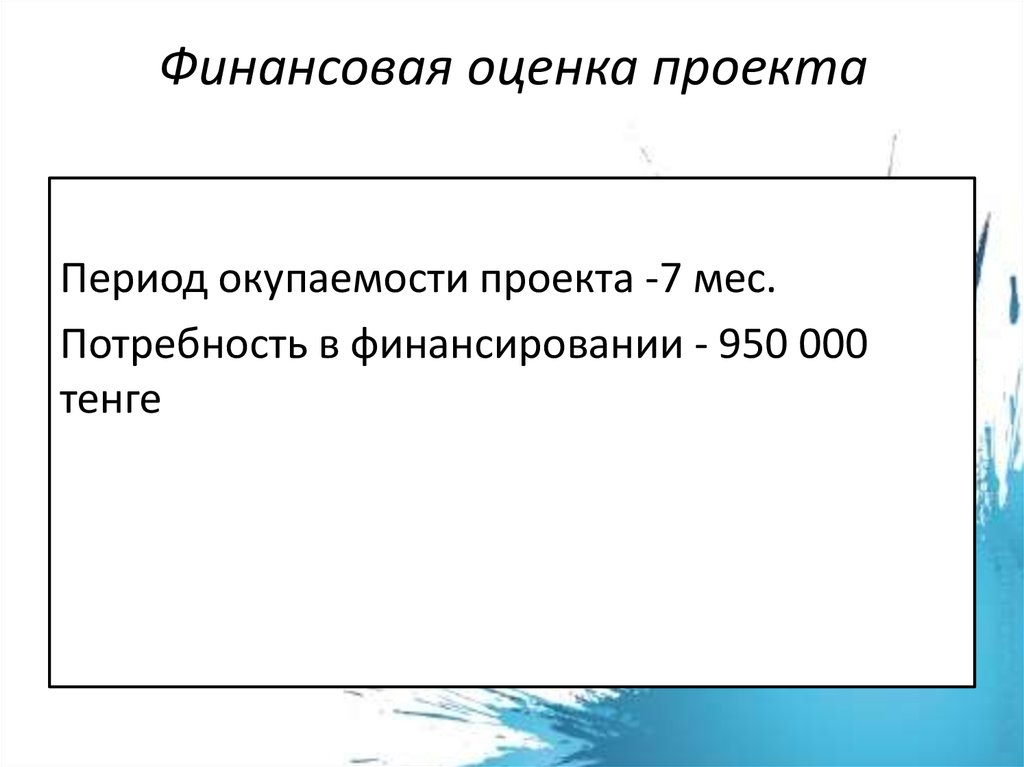 Финансовая оценка бизнес проектов