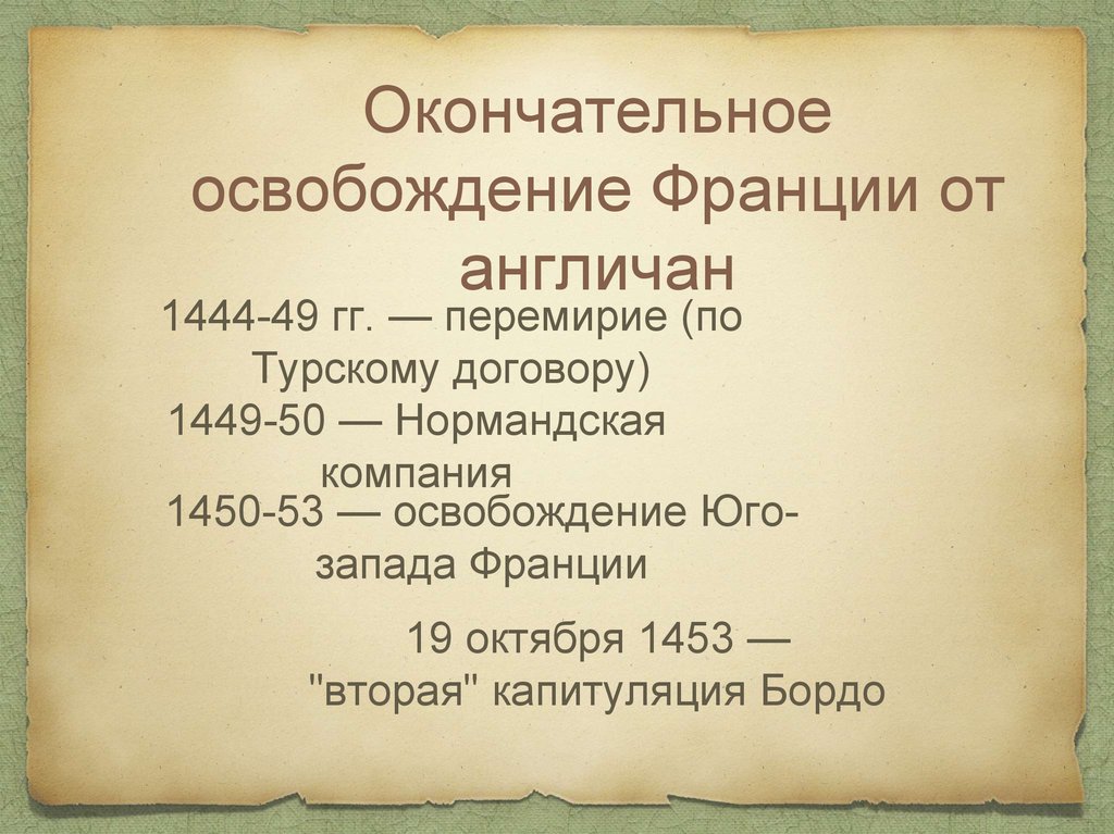 Окончательное освобождение Франции от англичан