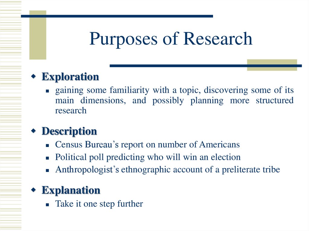 research of main purpose