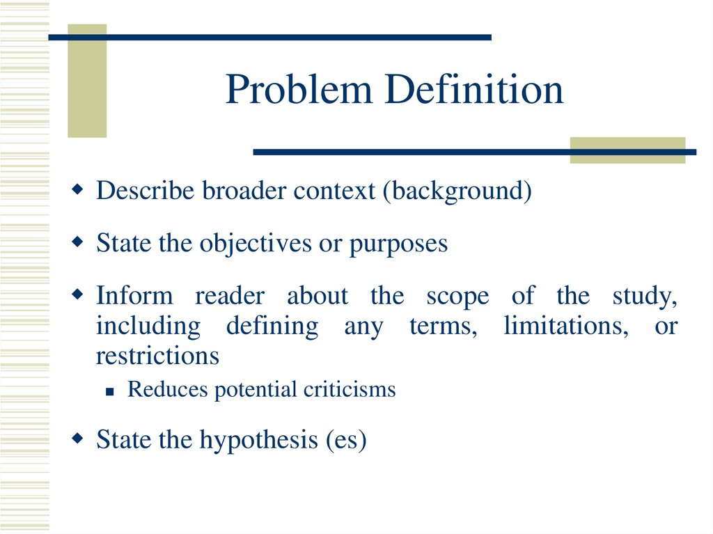 problem definition phase in research