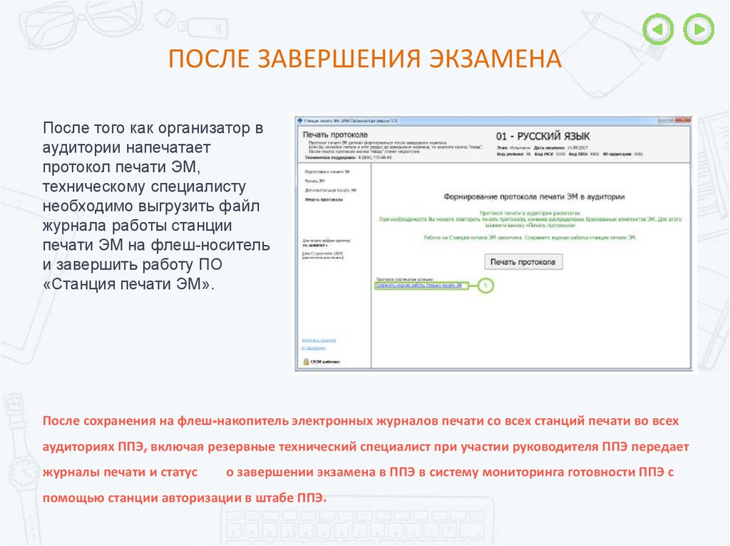 После окончания работы. Станция авторизации ЕГЭ. Электронный журнал станции печати эм. Система мониторинга готовности ППЭ. Заявление после окончания экзамена.