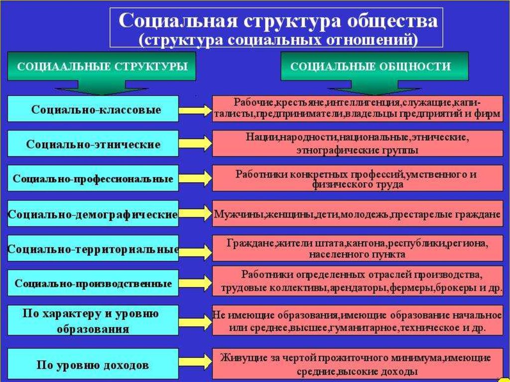 Социальная структура в современном западном обществе различают высший средний и низший классы план