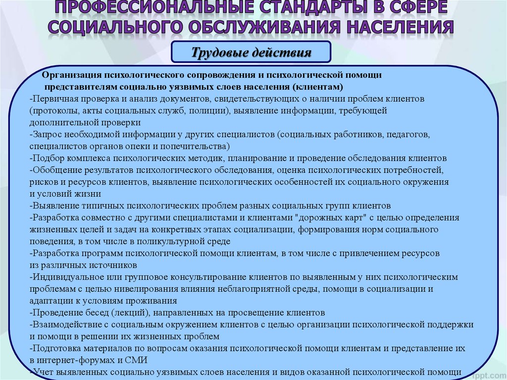 Учреждения социального обслуживания населения. Профессиональные стандарты социального обслуживания. Стандарты соц обслуживания. Социальные стандарты в сфере социального обслуживания. Трудовые действия профстандарт это.