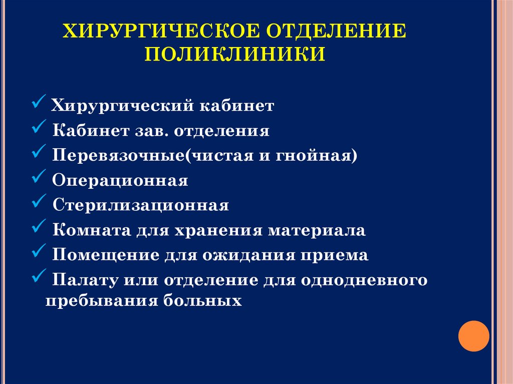 Структура проект хирургического отделения стационара