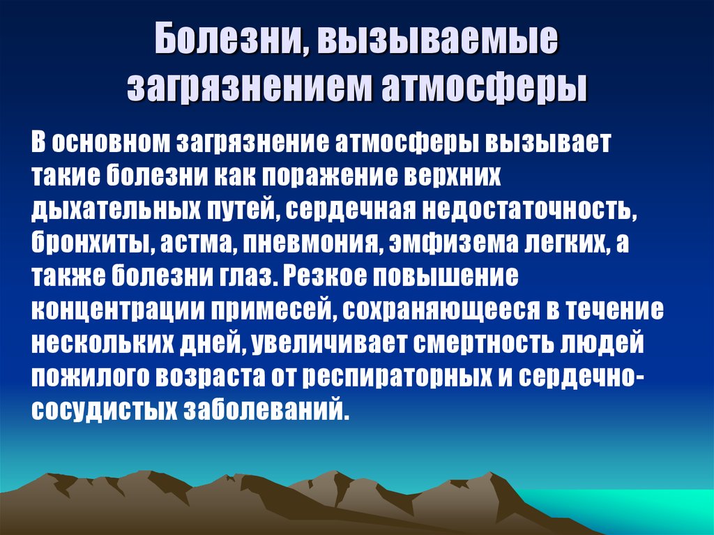 Презентация о загрязнении воздуха