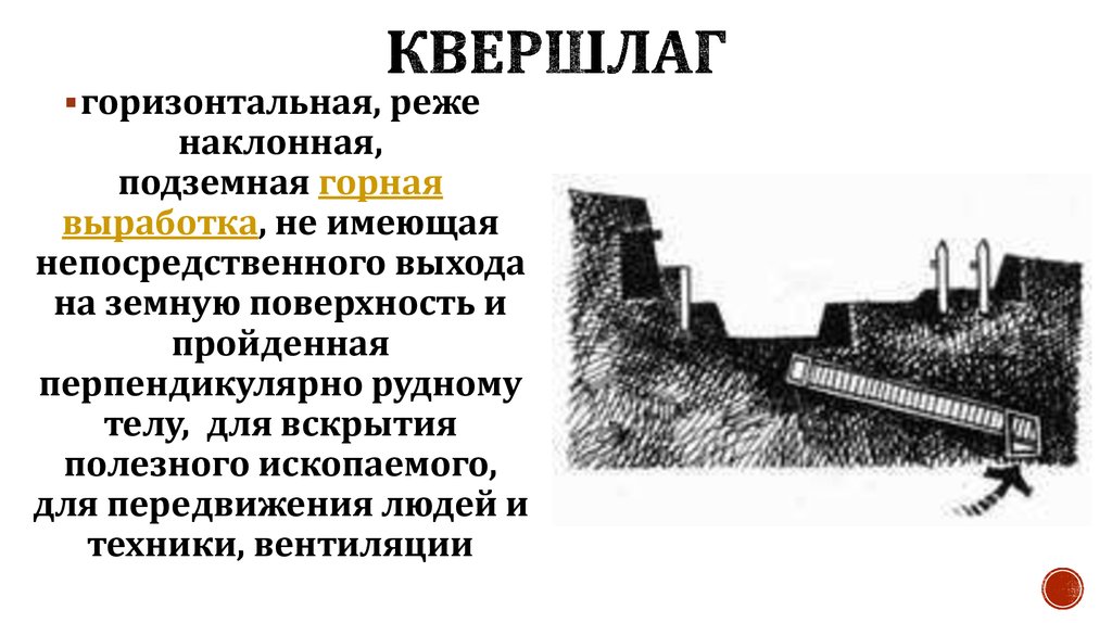 Горизонтальная подземная горная выработка идущая