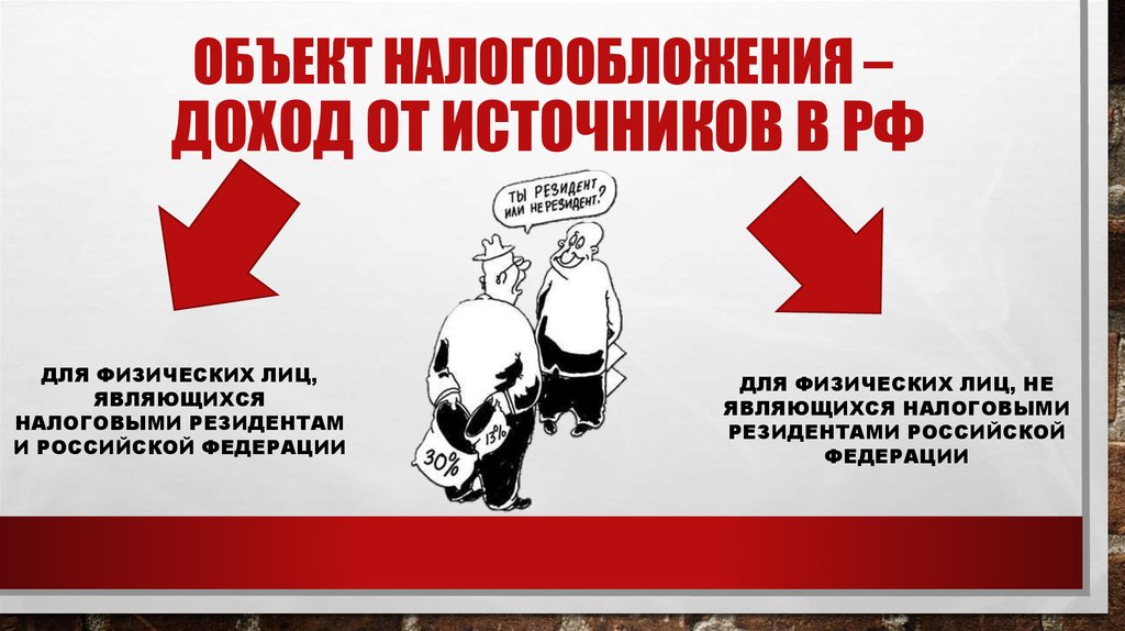 Объект налогообложения – доход от источников в РФ