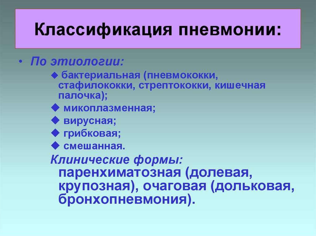 Классификация пневмоний