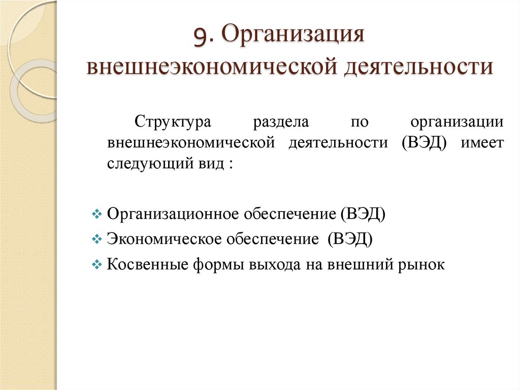 Правовое обеспечение внешнеэкономической деятельности