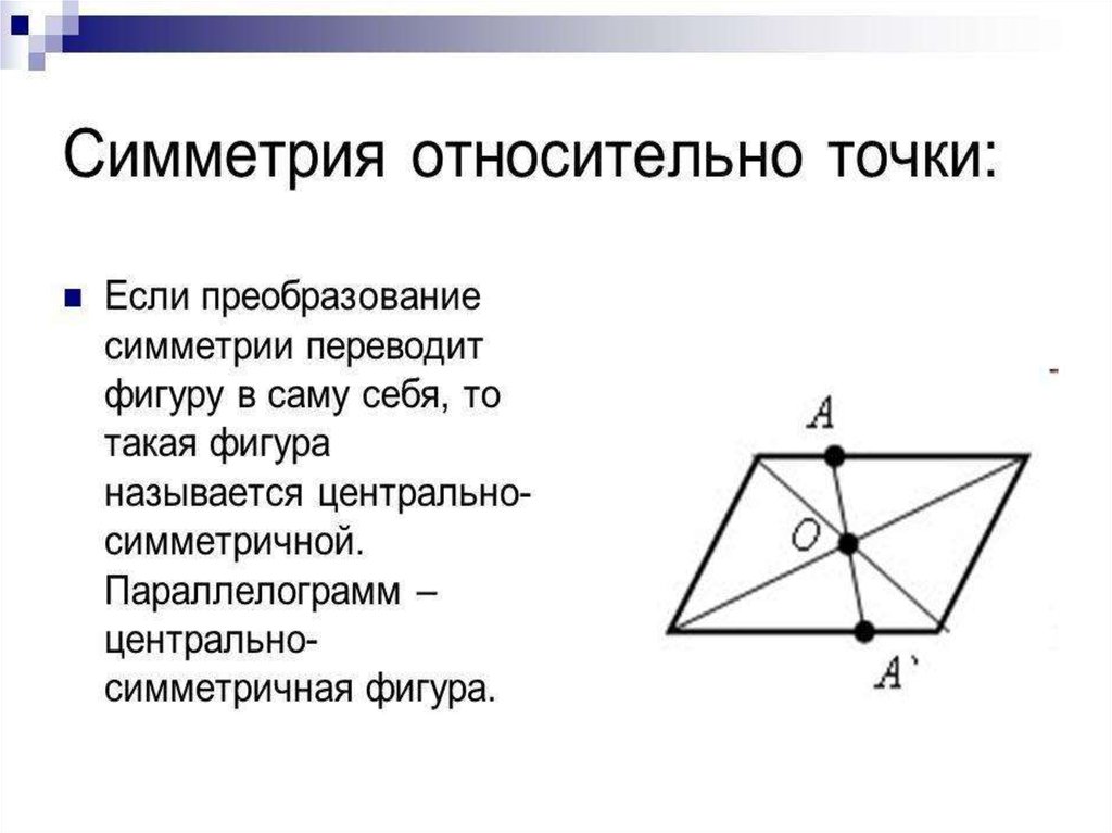 Центральная симметрия параллелограмма. Симметрия относительно точки. Симметрия точки относительно точки. Симметричность относительно точки.