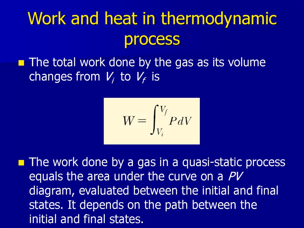 Work and heat in thermodynamic process