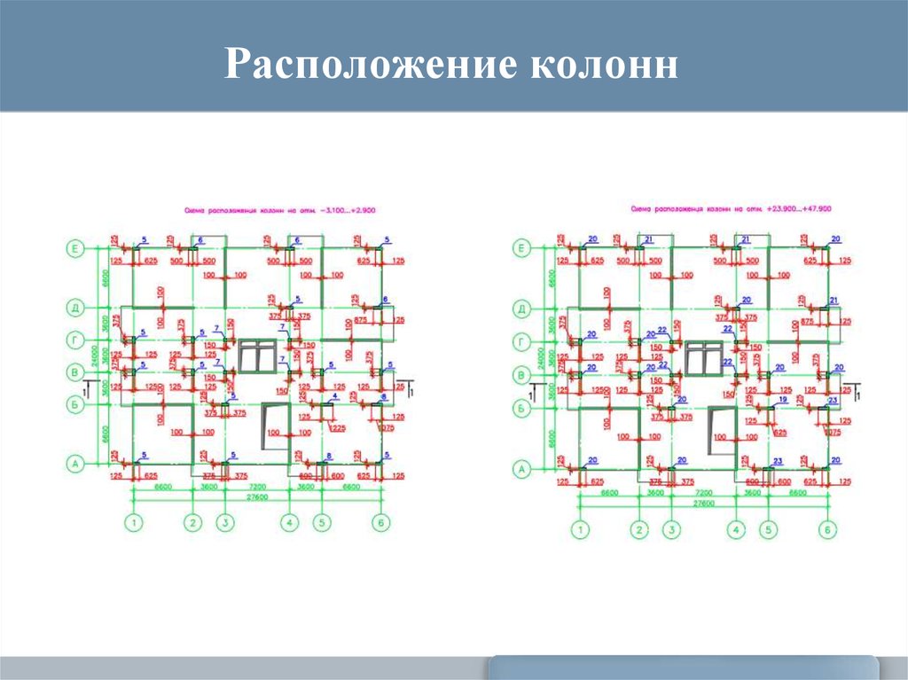 Схема расположения колонн и связей