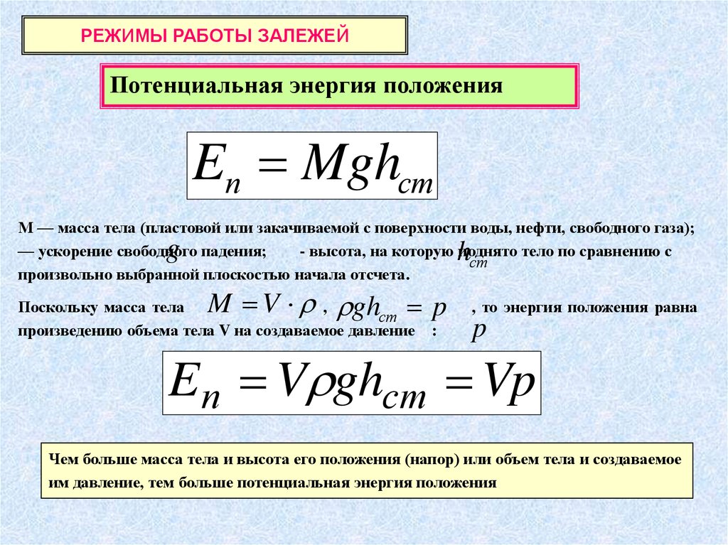 Энергия положение груза