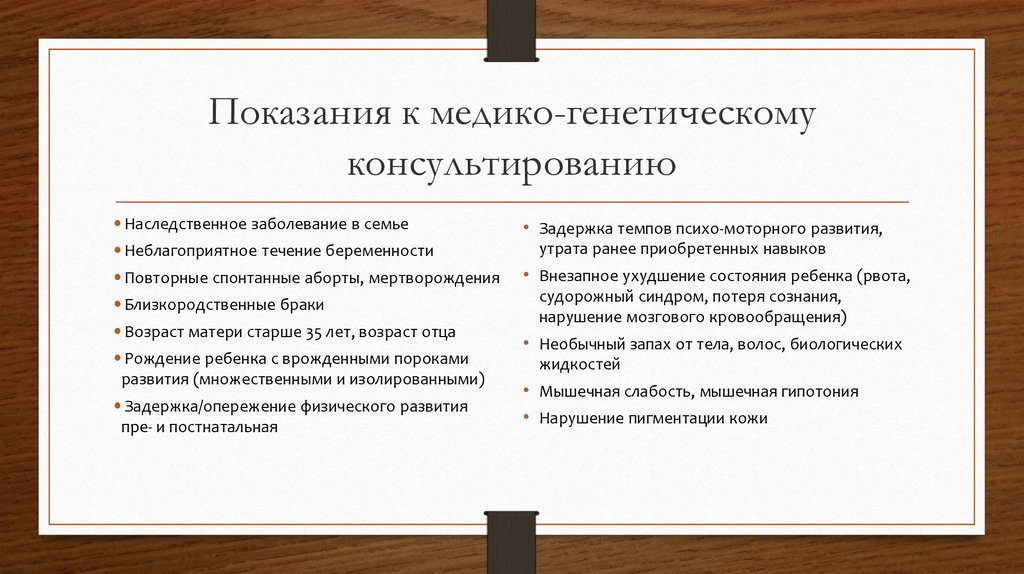 План беседы по планированию семьи с учетом имеющейся наследственной патологии