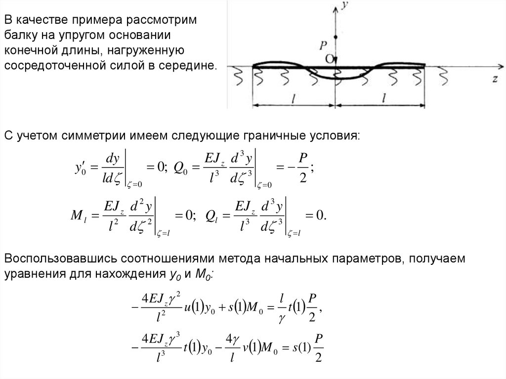 Конечные длины. Балка на упругом основании граничные условия. Эпюра балки на упругом основании. Расчет бесконечной балки на упругом основании. Расчет бесконечных балок на упругом основании.