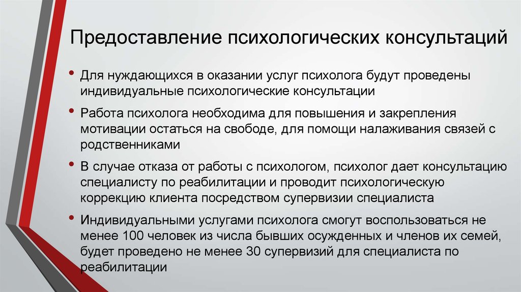 Предоставление психологических консультаций