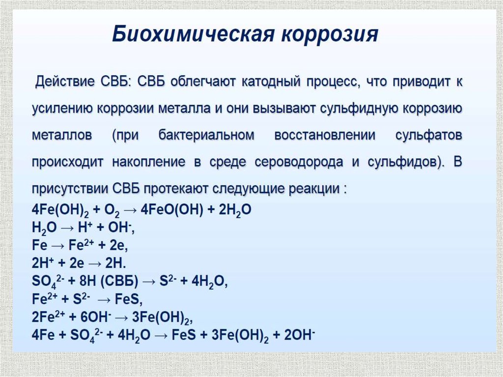 Биохимическая коррозия презентация