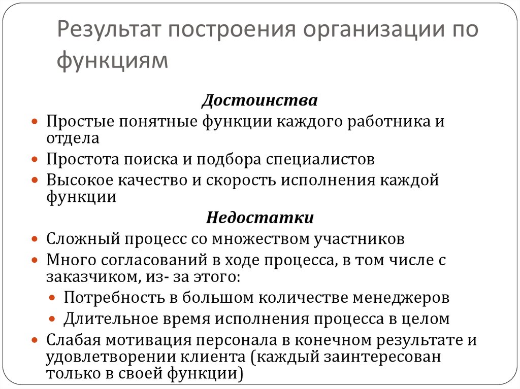 Преимущества функции. Построение организации. Преимущества и функции. Подходы к построению организации. Характеристика построения организации.