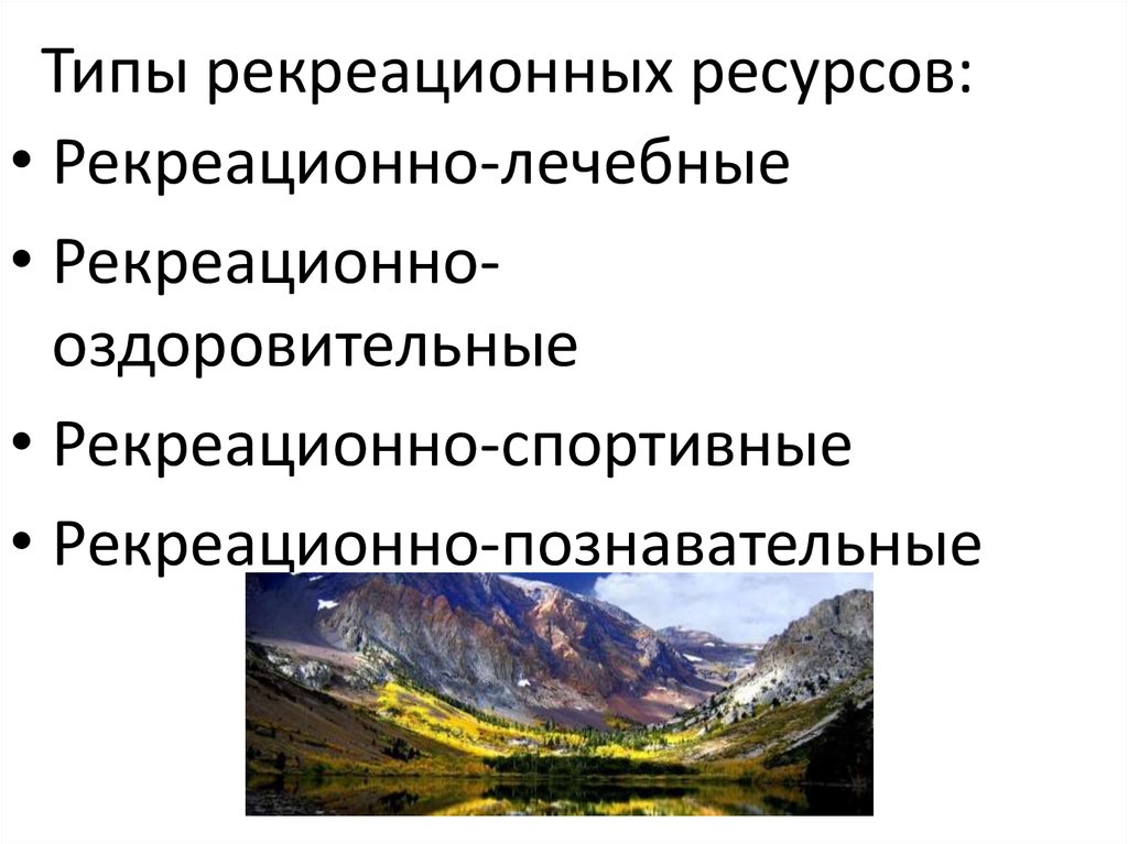 Рекреационные ресурсы схема