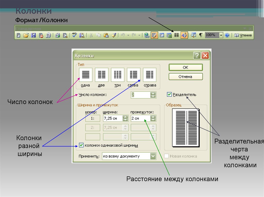 Два столбца. Формат колонки. Разделитель между колонками. Колонки и Столбцы. Программное обеспечение для колонок.