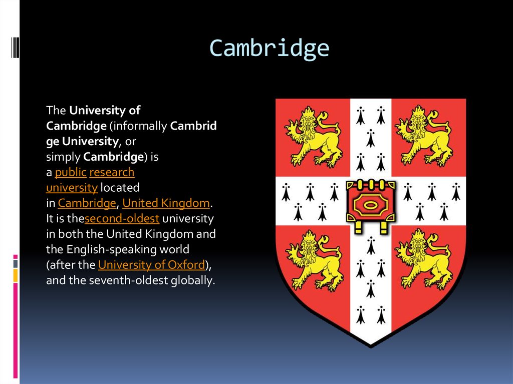 Cambridge university презентация