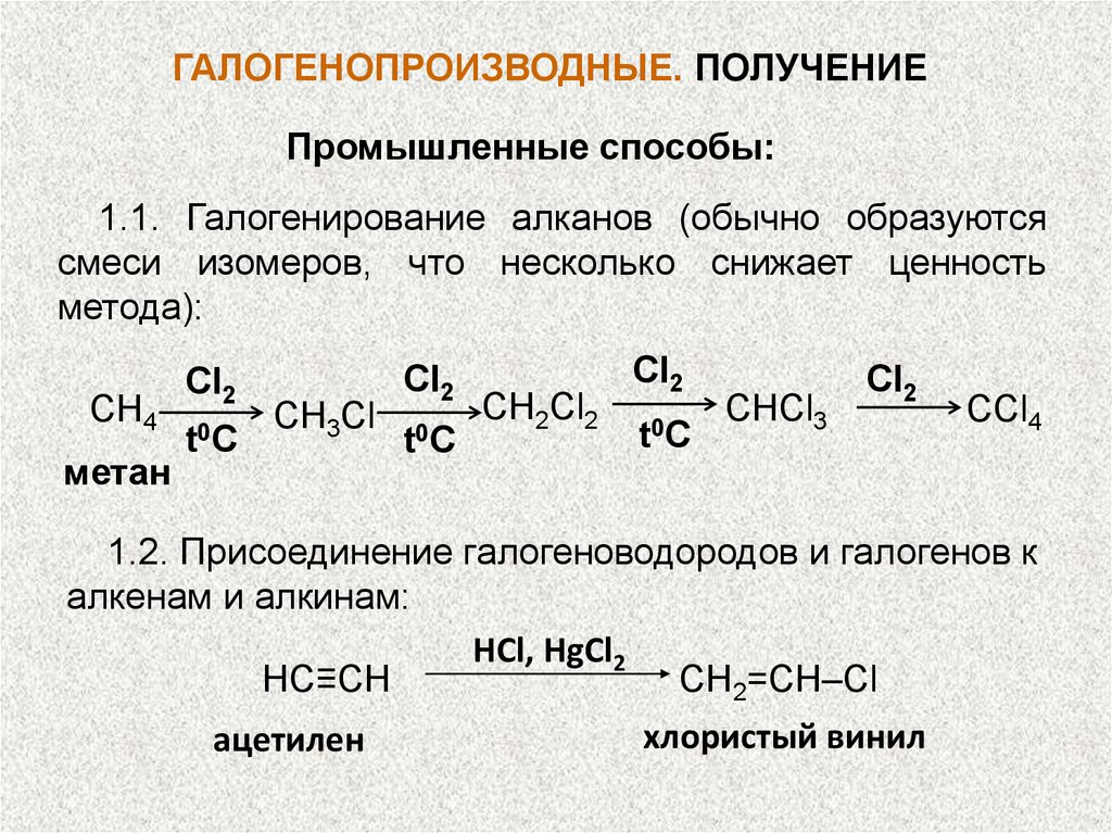Восстановление метана. Методы синтеза для получения галогенопроизводных углеводородов. Реакционная способность галогенопроизводных соединений. Реакционная способность галогенопроизводных углеводородов. Получение ненасыщенных галогенопроизводных углеводородов.