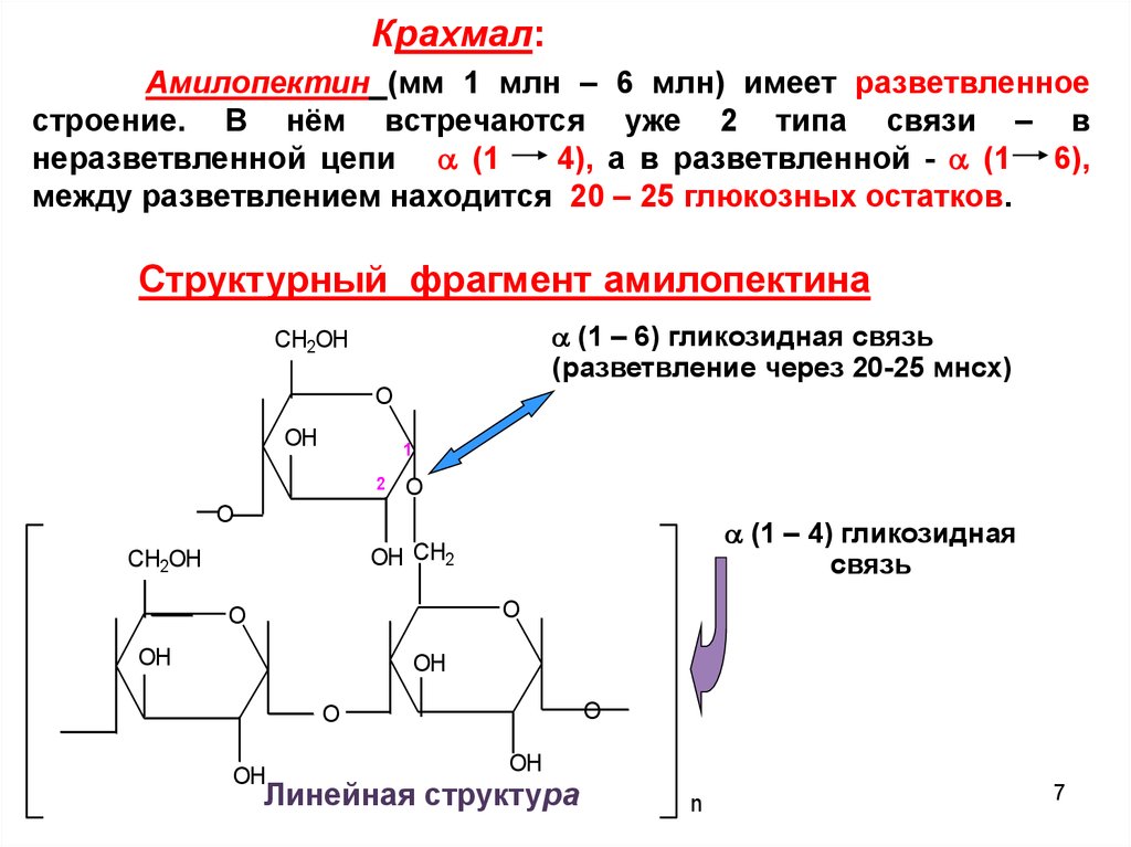 Крахмал тип связи. Вторичная структура амилопектина. Классификация биополимеров. Амилопектин крахмала. Гликозидная связь.