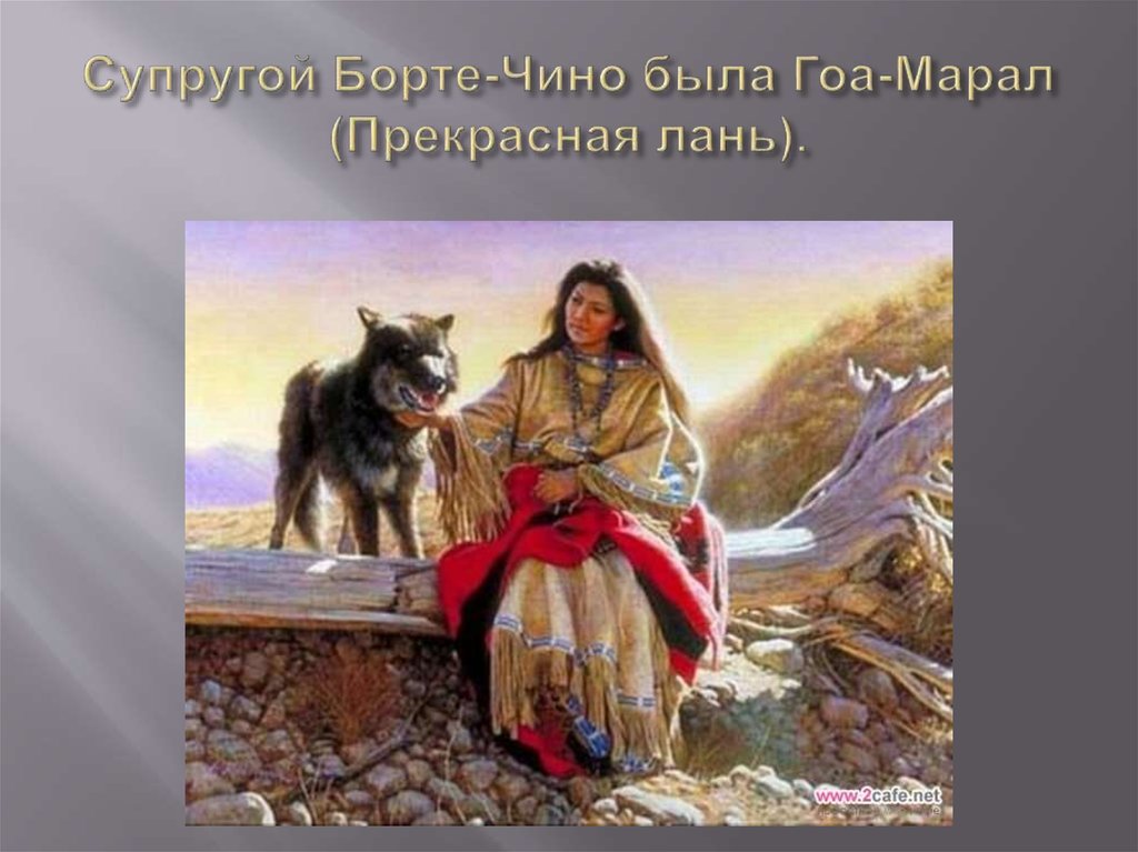 Супругой Борте-Чино была Гоа-Марал (Прекрасная лань).