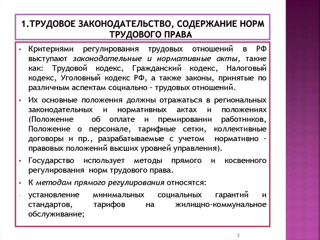 План трудовое право в рф