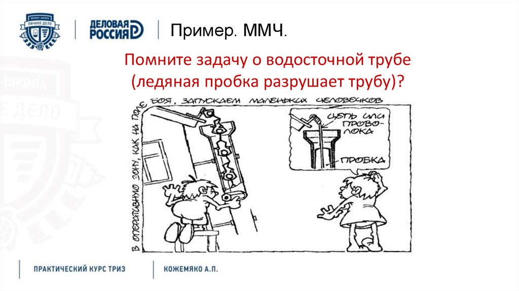 Помните задачу о водосточной трубе (ледяная пробка разрушает трубу)?