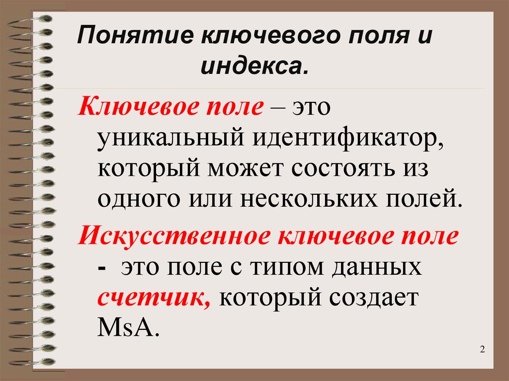 Понятие поле. Ключевое поле. Понятие поля. Определение ключевого поля. В чем заключается функция ключевого поля?.