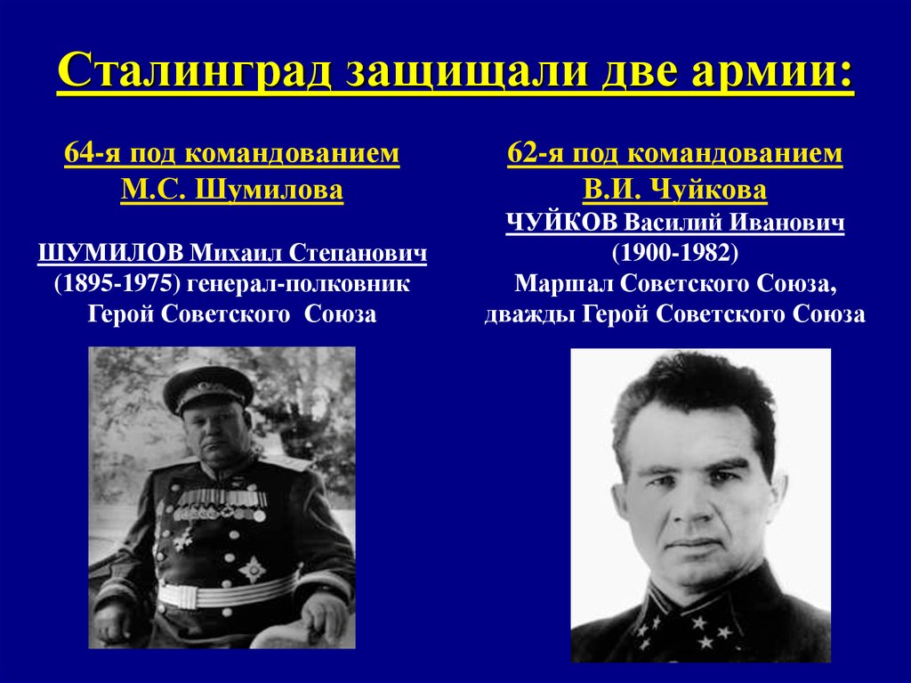Сталинград защищали две армии: