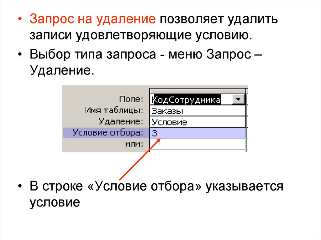 Создание запросов в access