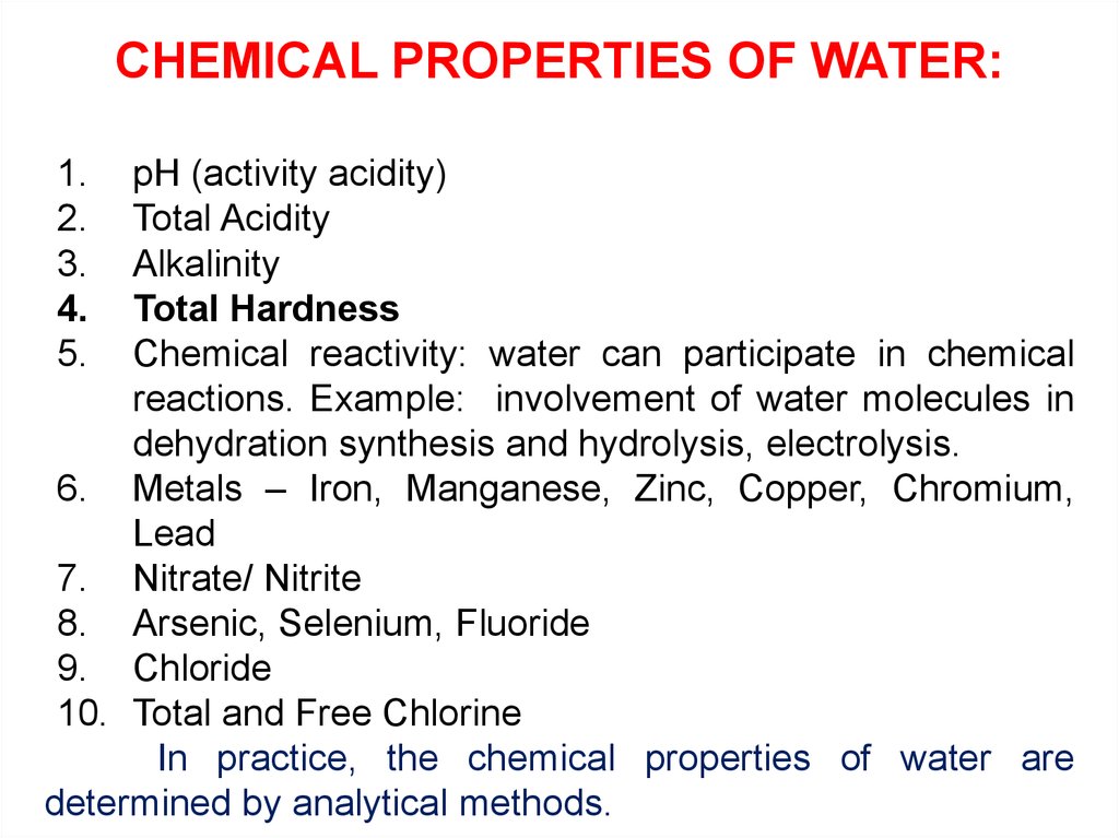 5 Chemical Properties Of Water