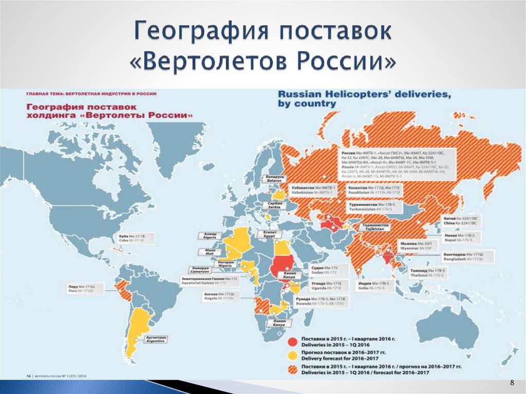 География поставок «Вертолетов России»