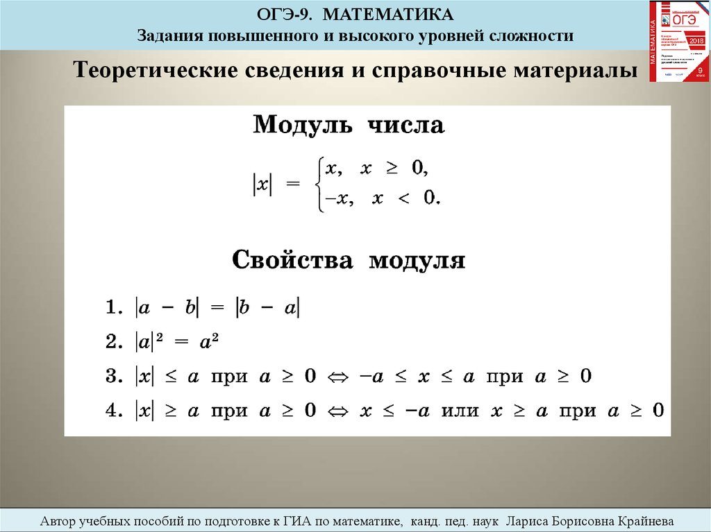 Задания повышены. Справочный материал по математике. Высшая математика задачи. Справочные материалы ОГЭ математика. Свойства модуля числа.