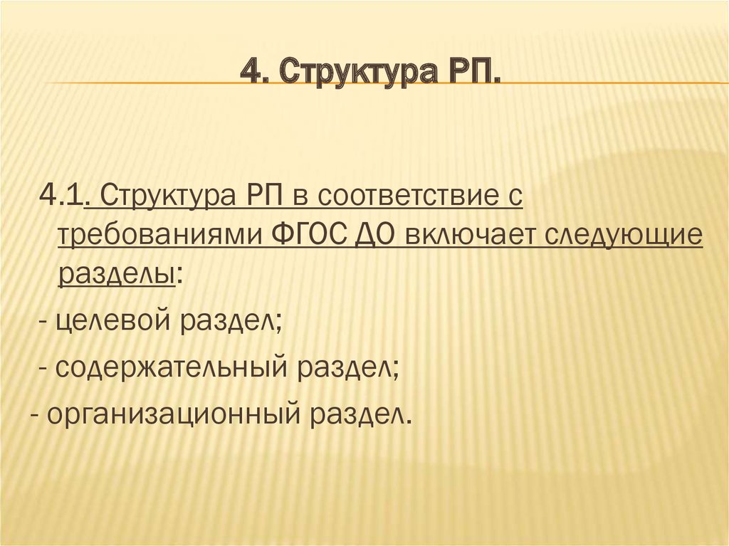 Структура рп. Структура рабочей программы воспитателя ДОУ по ФГОС. Рабочая программа педагога включает следующие разделы.