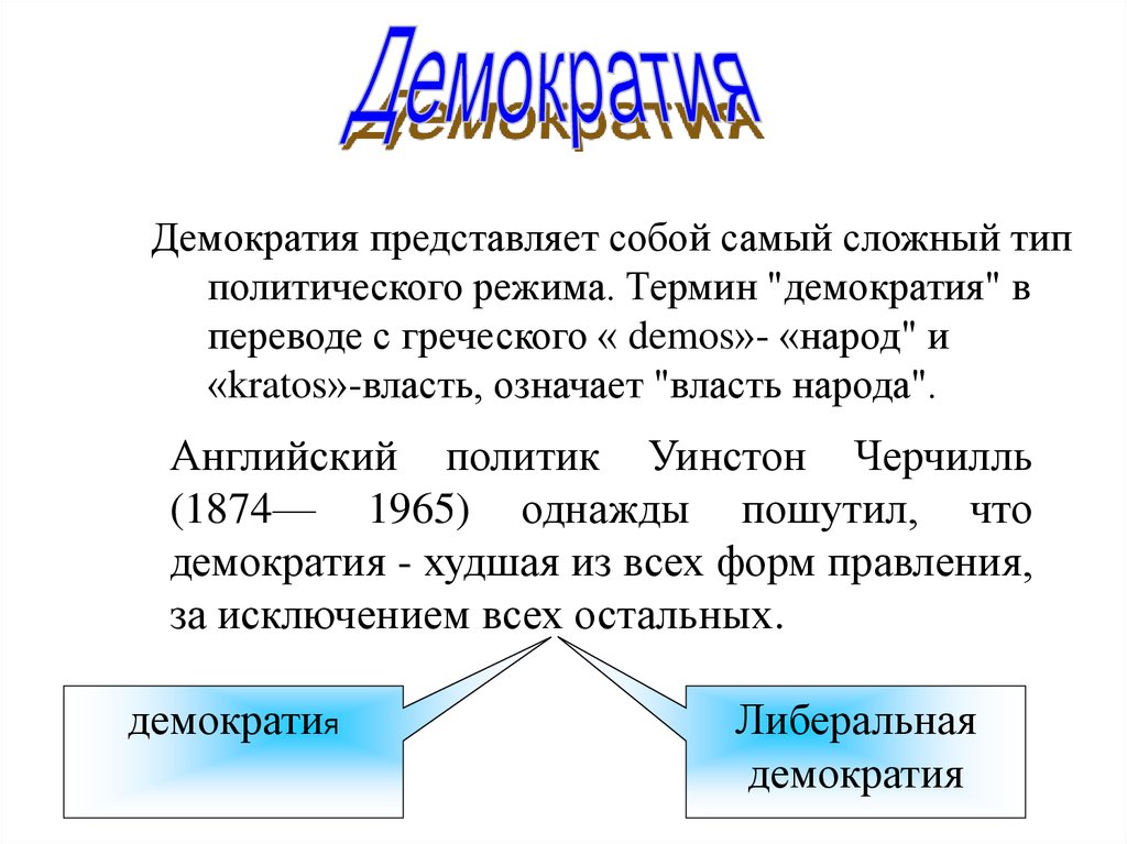 Формы демократического режима. Демократия представляет собой. Понятие демократии. Демократия представляет собой разновидность политического режима.. Термин демократия.