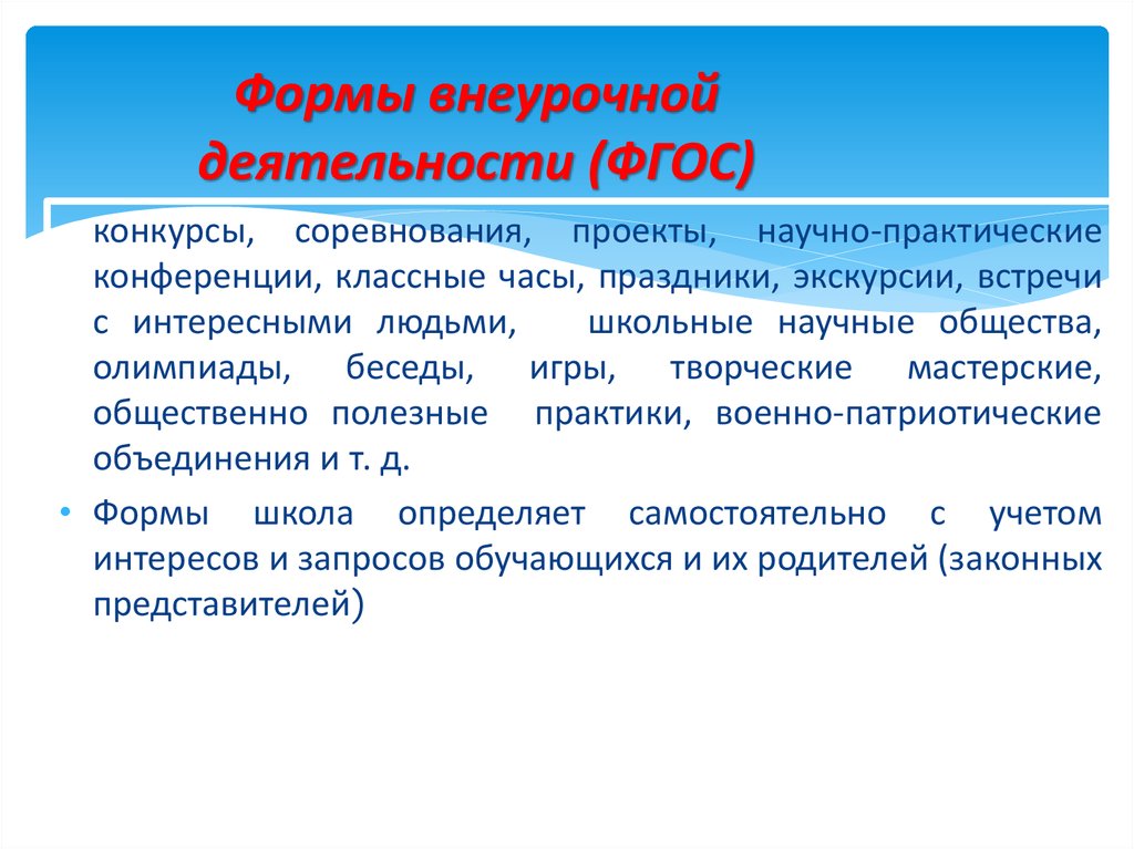 Роль дополнительных. Формы внеурочной деятельности. Формы внеурочной деятельности по ФГОС. Формы внеурочки по ФГОС. Формы проведения внеурочной деятельности.